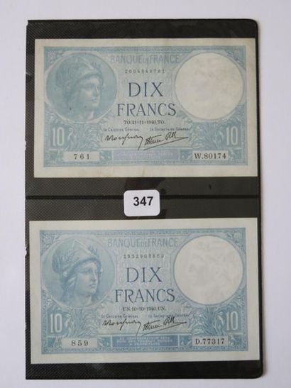 Billets - France - Lot de 3 x 10 Francs Minerve...