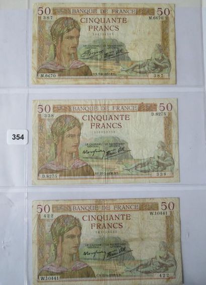 Billets - France - Lot de 3 x 50 Francs Cérès...