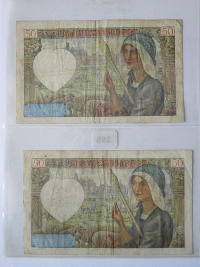 Billets - France - Lot de 2 x 50 Francs Jacques...
