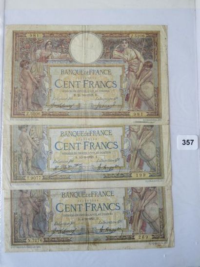 Billets - France - Lot de 3 x 100 Francs...
