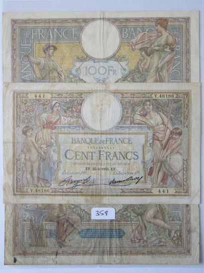 Billets - France - Lot de 3 x 100 Francs...