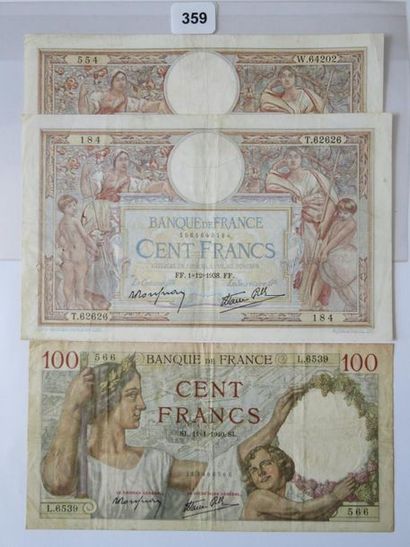 Billets - France - Lot de 3 billets, 2 x...