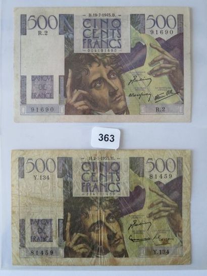 Billets - France - Lot de 2 x 500 Francs...