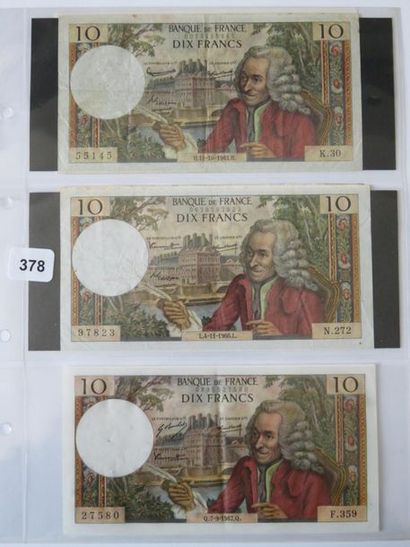 Billets - France - Lot de 5 x 10 Francs Voltaire,...