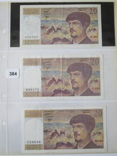 Billets - France - Lot de 4 x 20 Francs Debussy,...