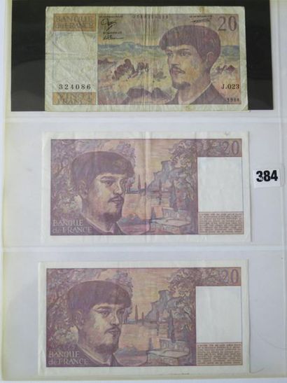 Billets - France - Lot de 4 x 20 Francs Debussy,...