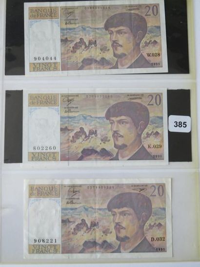 Billets - France - Lot de 5 x 20 Francs Debussy...