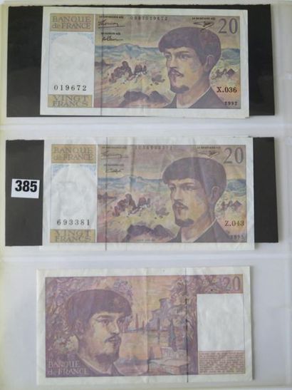 Billets - France - Lot de 5 x 20 Francs Debussy...