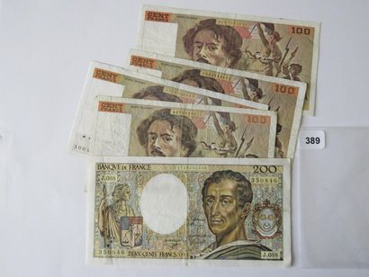Billets- France - Lot de 5 billets, dont...