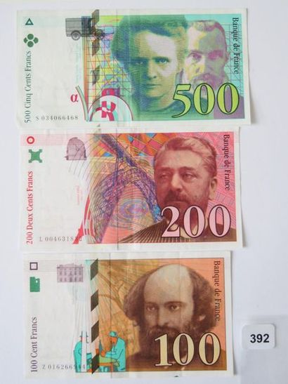 Billets- France - Lot de 3 billets, 500 Francs...