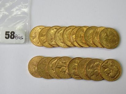 Monnaies or - Lot de 4 monnaies, 3 x 20 Francs...