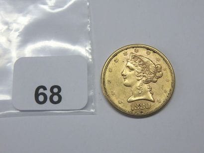 Monnaie or - USA - 5 Dollars Liberty 1880...