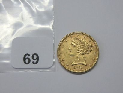 Monnaie or - USA - 5 Dollars Liberty 1881...