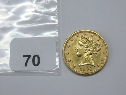 Monnaie or - USA - 5 Dollars Liberty 1893...