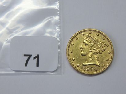 Monnaie or - USA - 5 Dollars Liberty 1894...