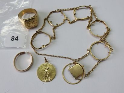 Or - 38 g débris d'or 750 /1000 (Chevalière,...