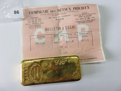 Lingot d'or - N° 546535 (Poids brut 999,9...