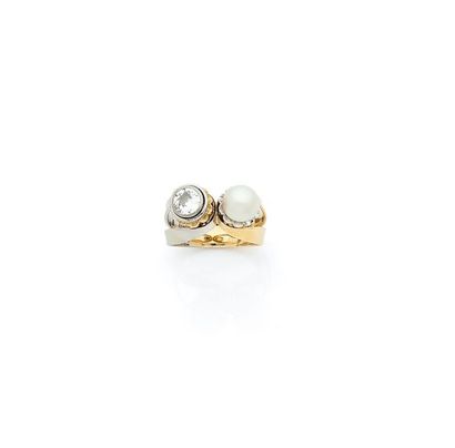 Bague 

en deux tons d'or 18K (750) gris...