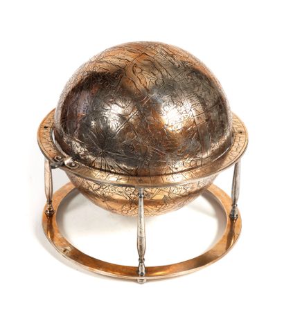 Celestial globe 

in chased and silvered...