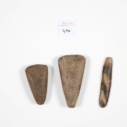Set of two polished axes 

and a small knife...