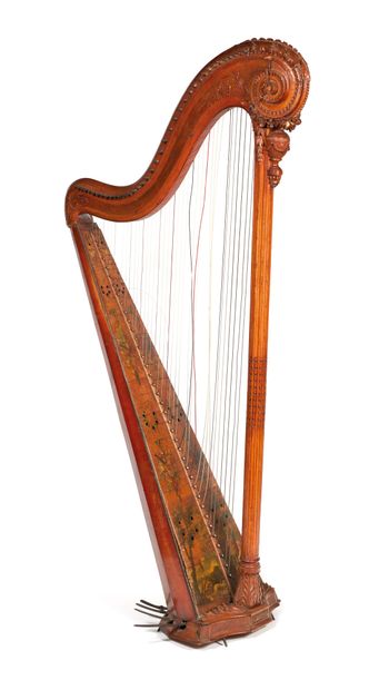 Harp 
in natural wood molded and carved with...