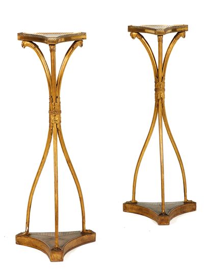 Pair of sellets
in bronze and gilded wood....