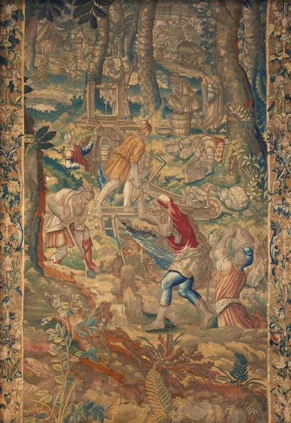 Fragment of tapestry of Flanders 
with polychrome...