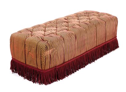 Pouf
rectangular shape upholstered with white...