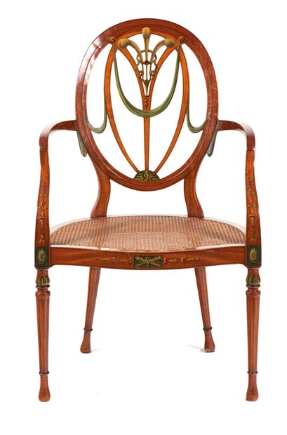 Armchair
in fruitwood with openwork back...