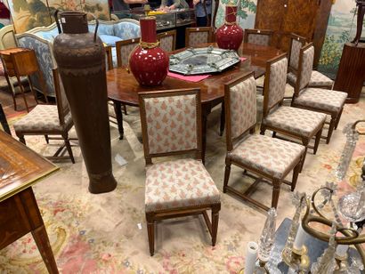 Eighteen rectangular-backed chairs in natural...
