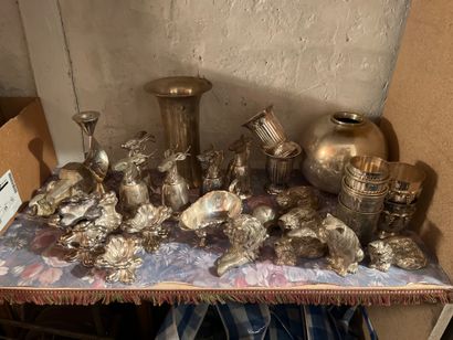 Important set, in silver-plated metal, including...