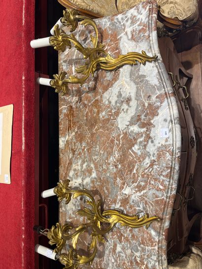Pair of ormolu sconces with three foliage...