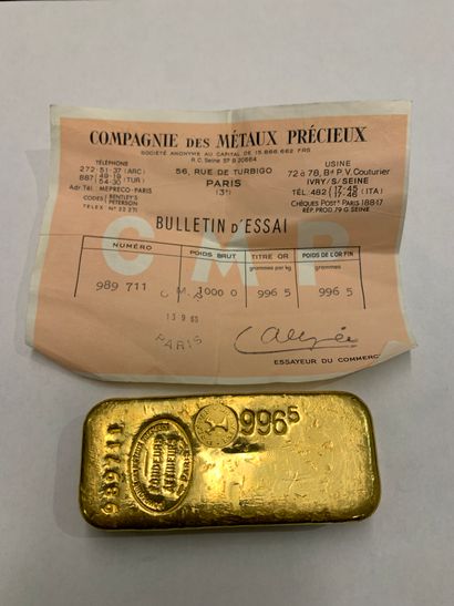 Ingot N° 989 711, gold content 996.5
PB:...