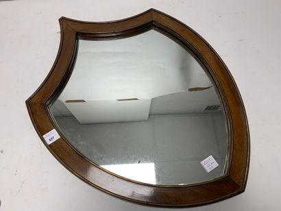 Mahogany and copper fillet shield-shaped...