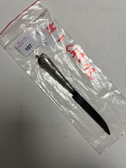 Fruit knife, silver handle with bas-relief...