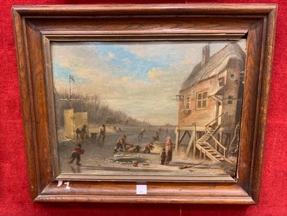 Dutch school, 18th century
Skating scene...