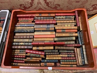 Set of about 200 leather and cardboard bindings,...