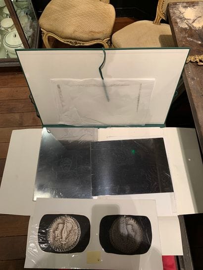 Set of 4 lithographic matrices with test...