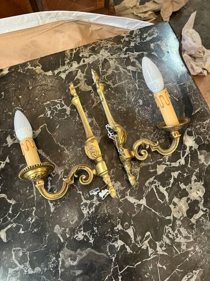 Pair of ormolu single-light sconces
Louis...