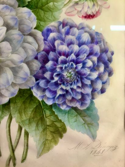 DENOYEZ (XIX)
Bouquet, 1848
Watercolor, signed...