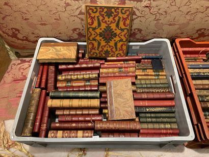 Set of about 200 leather and cardboard bindings,...