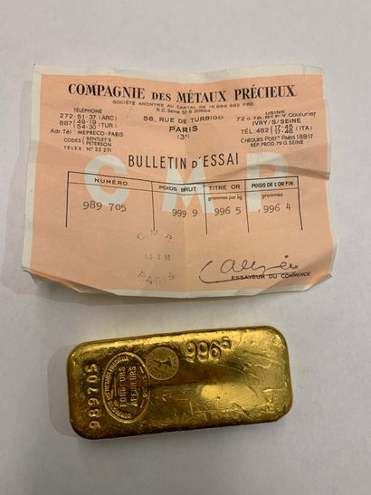 Ingot No. 989 705, gold content 996.5
PB:...