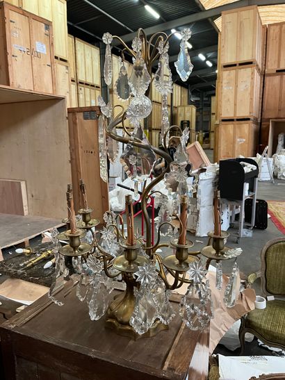 Pair of six-light girandoles in chased and...