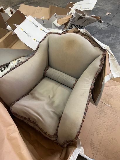 Living room with a sofa and a pair of armchairs...