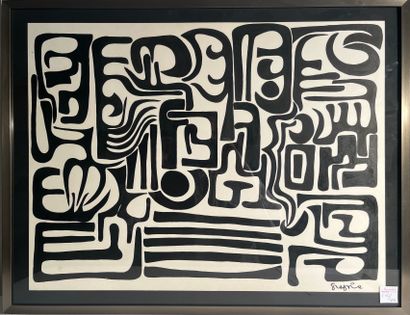 Gregie ? 
Formes libres noires et blanches
Encre...