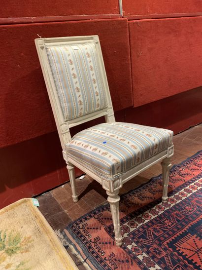 Straight-back chair in cream relacquered...