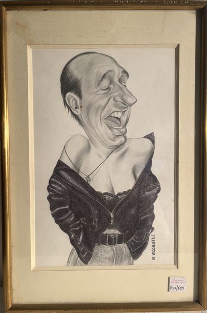 J. Vassilieff 
Caricature Chirac
Fusain signé...