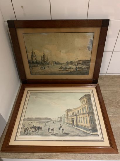 Deux vues de Saint Petersbourg, le Champ...