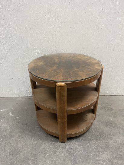 Pedestal table 
in rosewood with three tops...