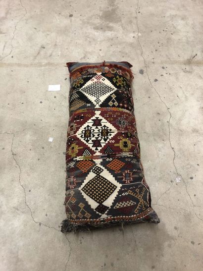 Polychrome woven wool cushion decorated with...